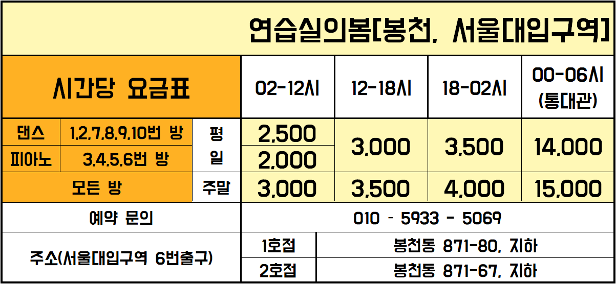 연습실의봄 서울대입구 2호점